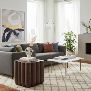   Modern European furniture - Scalloped Brown Acacia Accent Table - www.oroa.com | Oroa.com