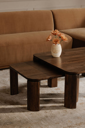   Modern European furniture - Brown Wooden Nesting Coffee Tables (2) - www.oroa.com | Oroa.com