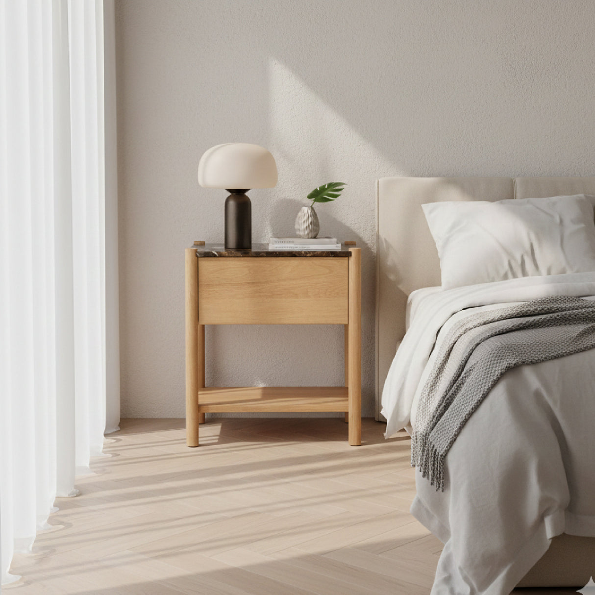   Modern European furniture - Marble Top 1-Drawer Nightstand - www.oroa.com | Oroa.com
