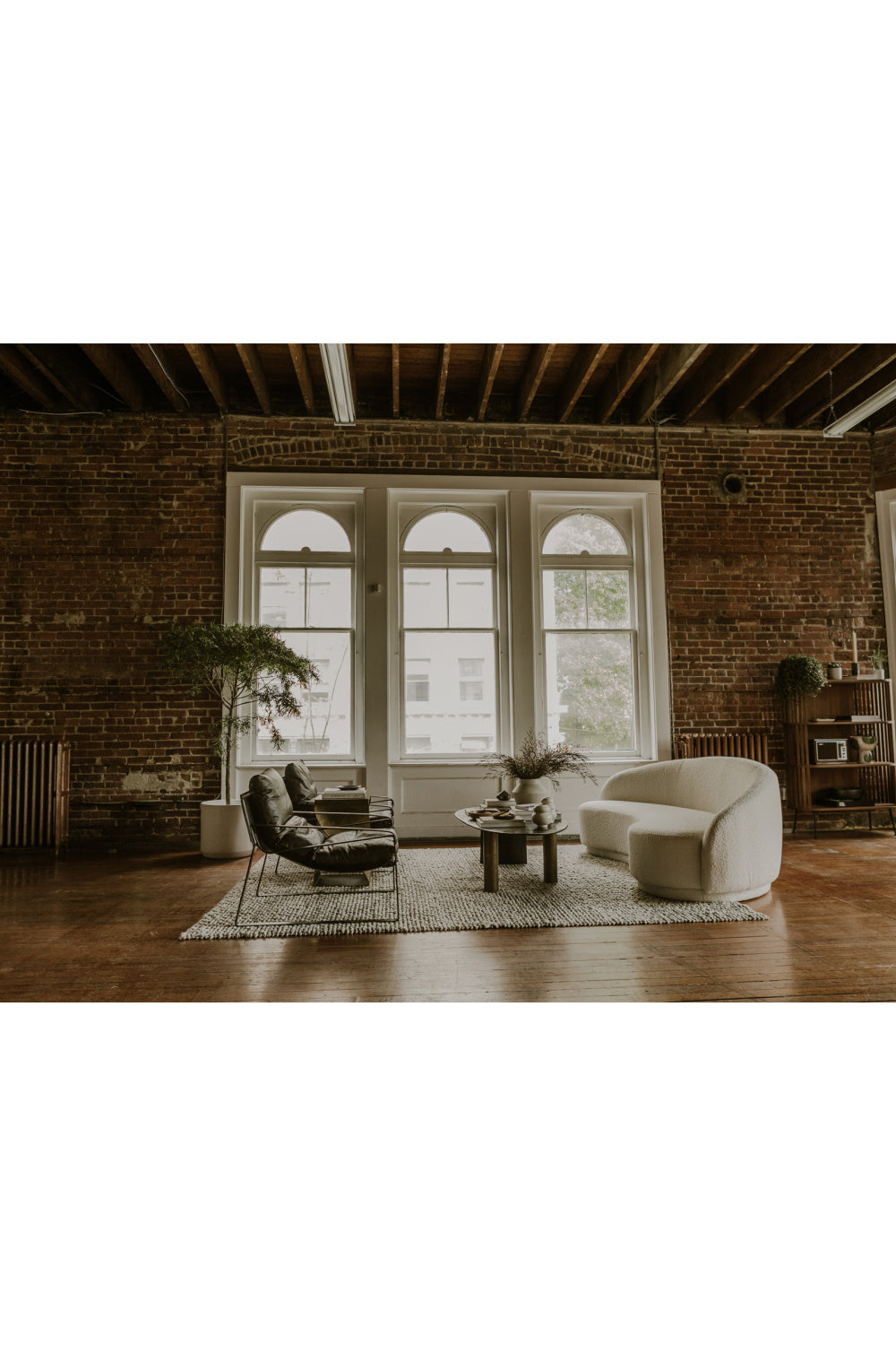   Modern European furniture - Curved Cream Boucle Sofa - www.oroa.com | Oroa.com