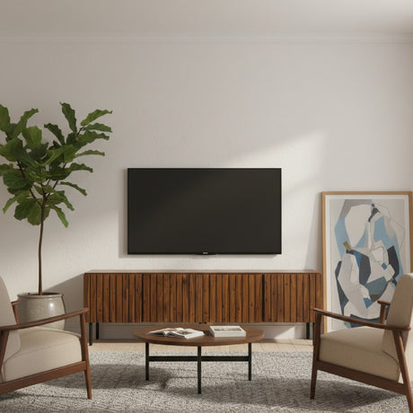   Modern European furniture - Solid Acacia 4-Door Media Cabinet - www.oroa.com | Oroa.com