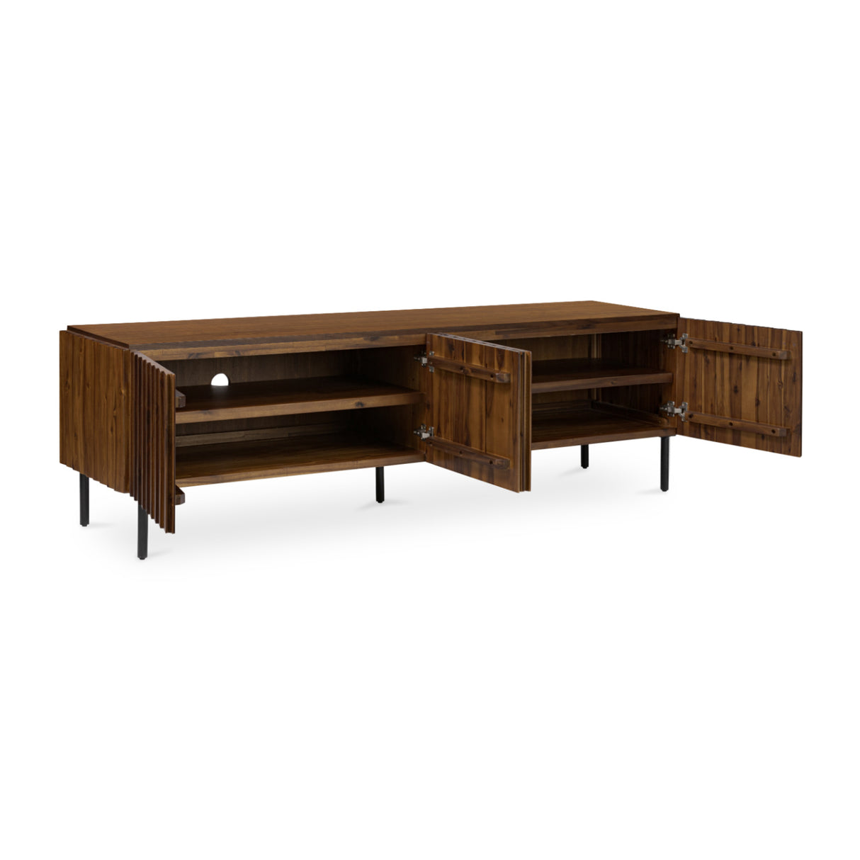   Modern European furniture - Solid Acacia 4-Door Media Cabinet - www.oroa.com | Oroa.com