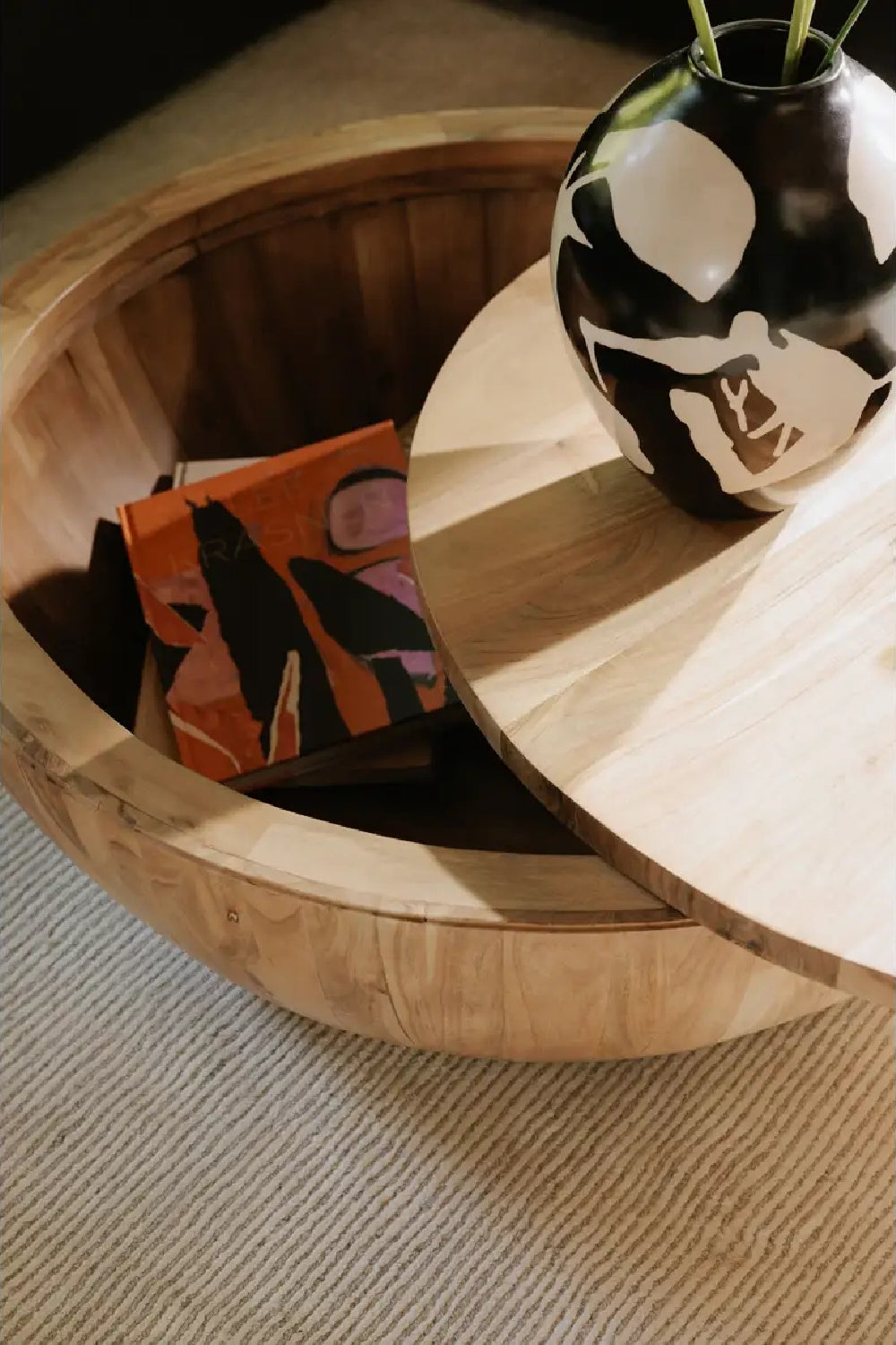   Modern European furniture - Round Acacia Storage Coffee Table - www.oroa.com | Oroa.com