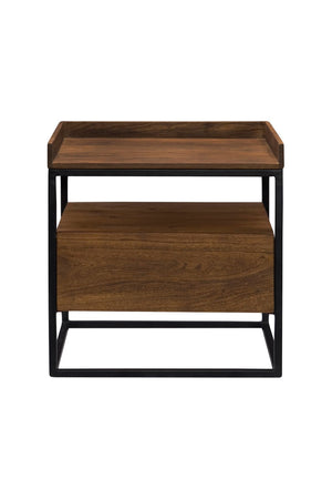   Modern European furniture - Brown Acacia 1-Drawer Side Table - www.oroa.com | Oroa.com