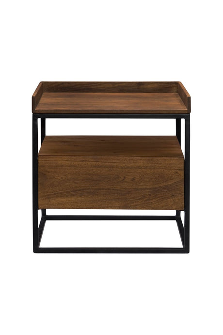   Modern European furniture - Brown Acacia 1-Drawer Side Table - www.oroa.com | Oroa.com