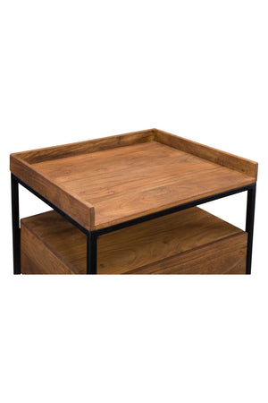   Modern European furniture - Brown Acacia 1-Drawer Side Table - www.oroa.com | Oroa.com