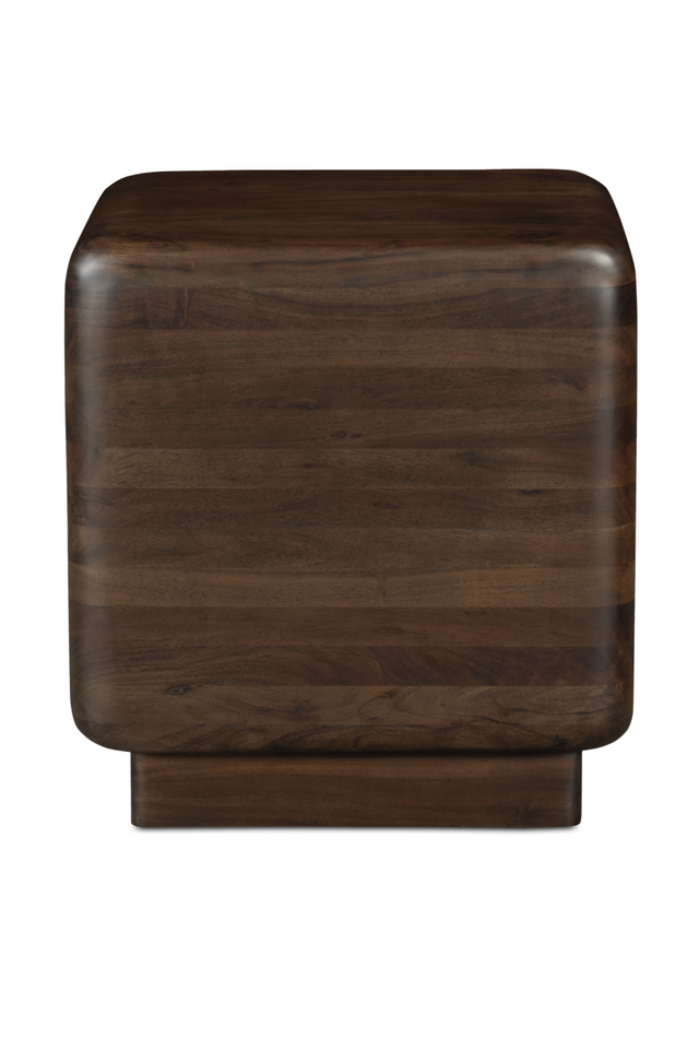 Modern European furniture - Brown Acacia Cube Side Table - www.oroa.com