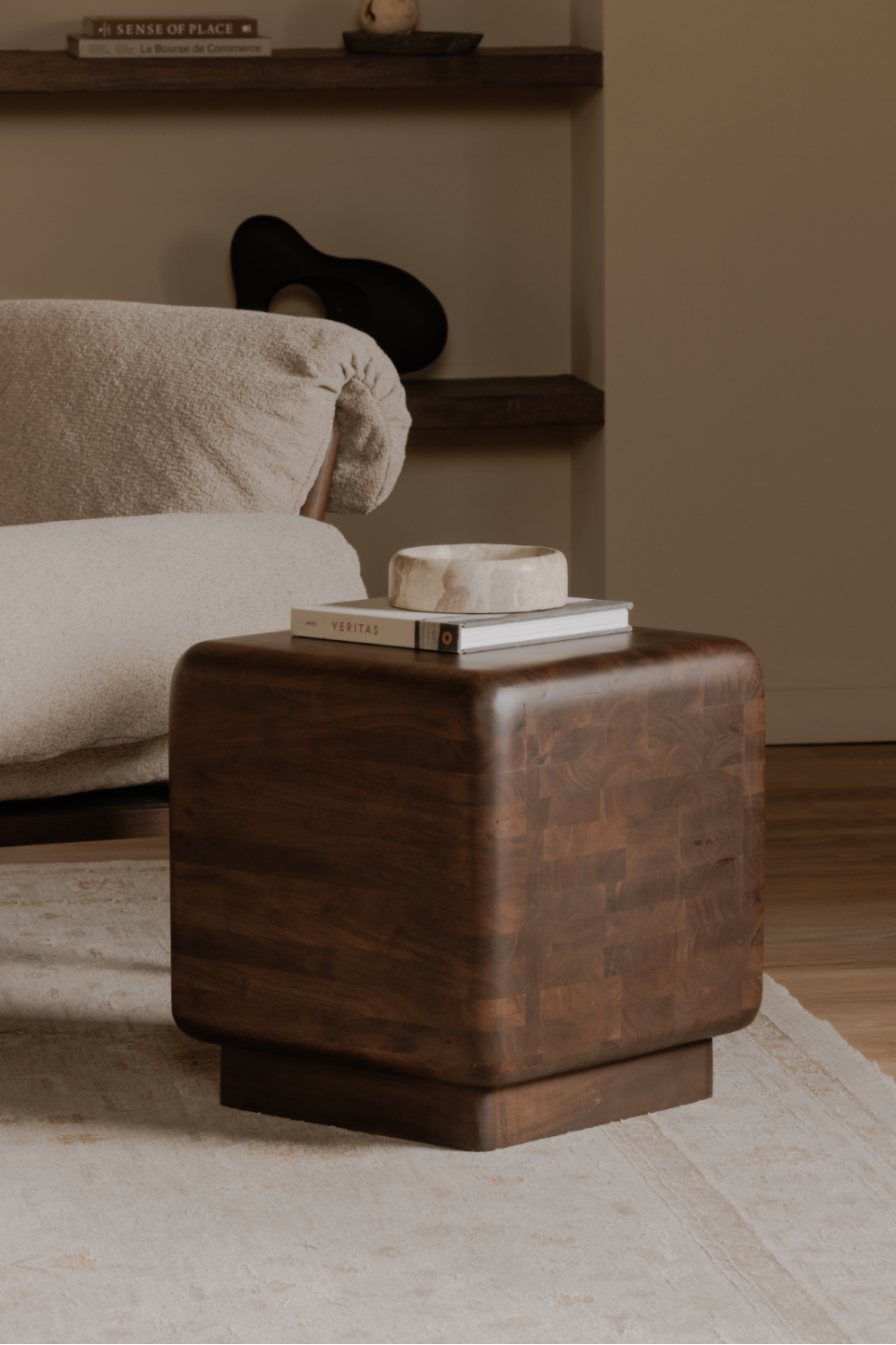   Modern European furniture - Brown Acacia Cube Side Table - www.oroa.com | Oroa.com