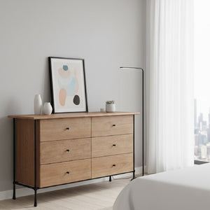   Modern European furniture - Wire-Brushed Acacia 6-Drawer Dresser - www.oroa.com | Oroa.com
