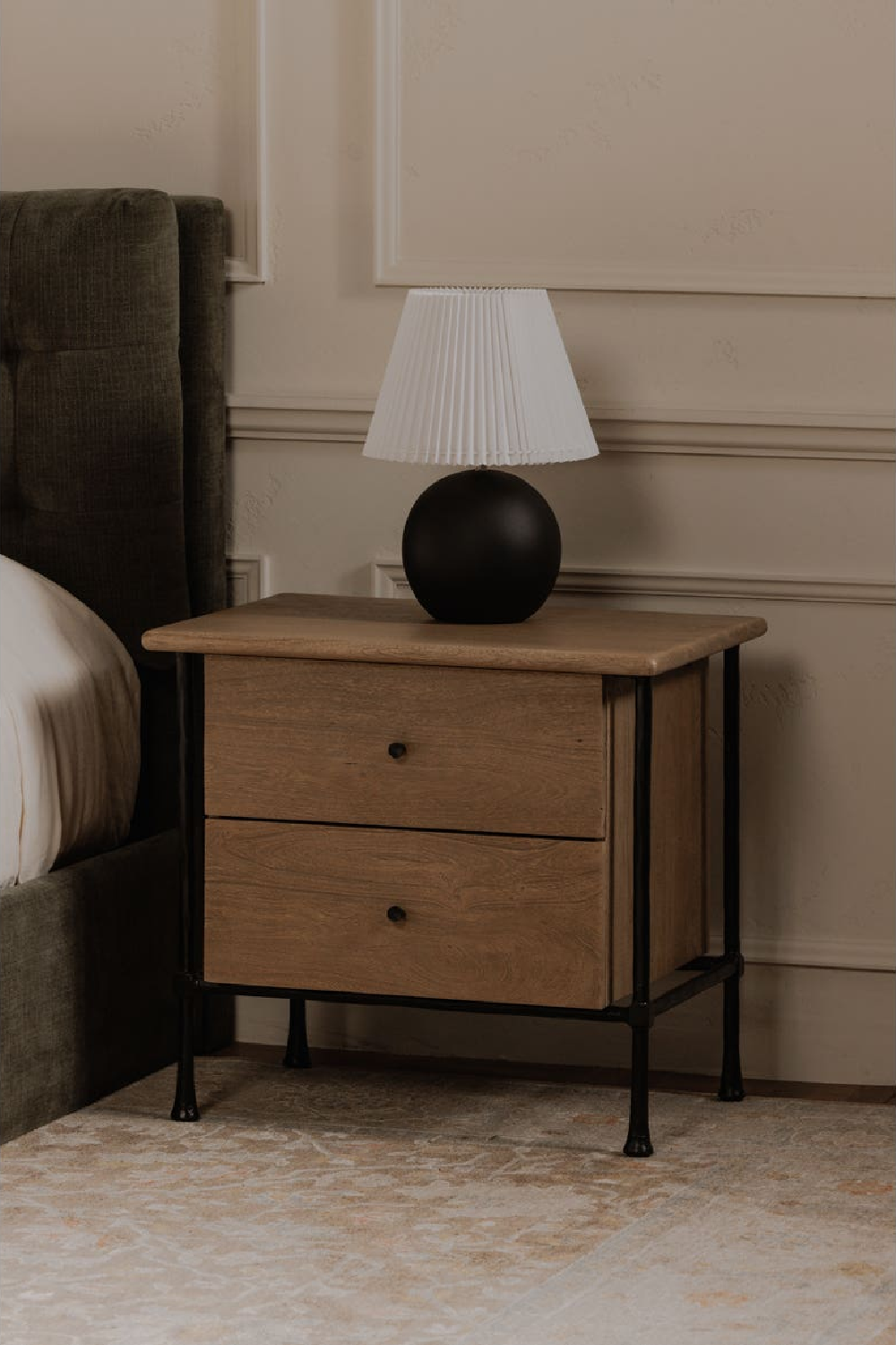   Modern European furniture - Wire-Brushed Acacia 2-Drawer Nightstand - www.oroa.com | Oroa.com
