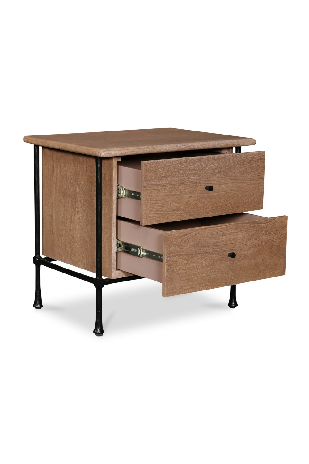   Modern European furniture - Wire-Brushed Acacia 2-Drawer Nightstand - www.oroa.com | Oroa.com