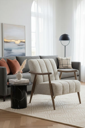  Modern European furniture - Beige Channeled Accent Chair - www.oroa.com | Oroa.com