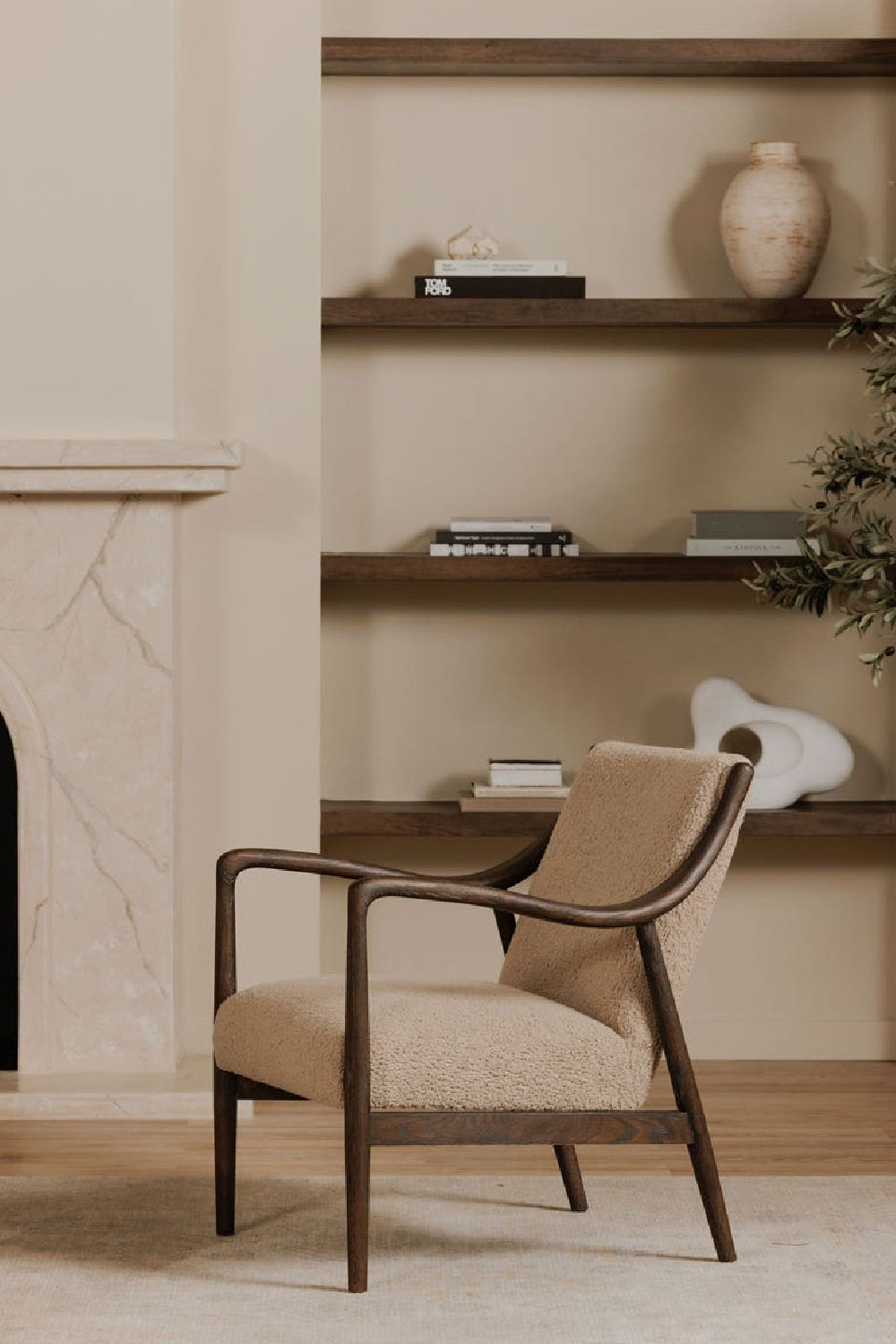   Modern European furniture - Beige Shearling Accent Chair - www.oroa.com | Oroa.com
