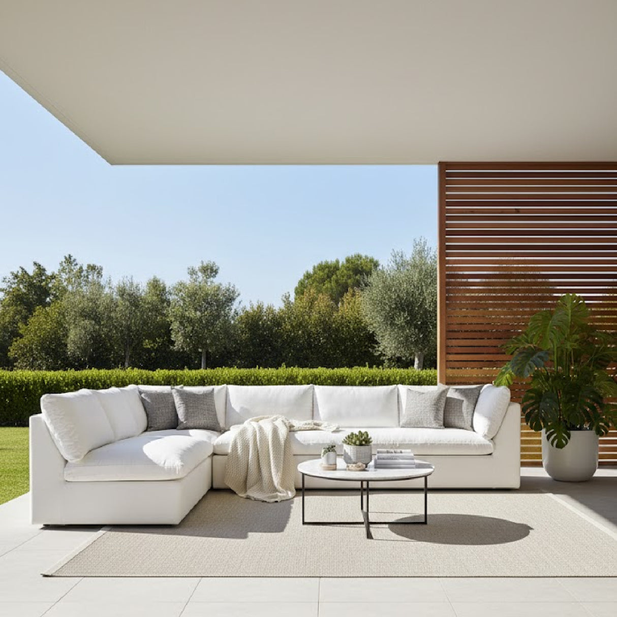   Modern European furniture - 5-Piece White Outdoor Modular Sofa - www.oroa.com | Oroa.com