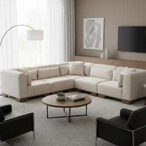   Modern European furniture - Beige L-Shaped Modular Sofa - www.oroa.com | Oroa.com