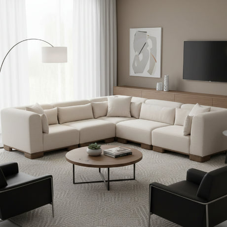   Modern European furniture - Beige L-Shaped Modular Sofa - www.oroa.com | Oroa.com