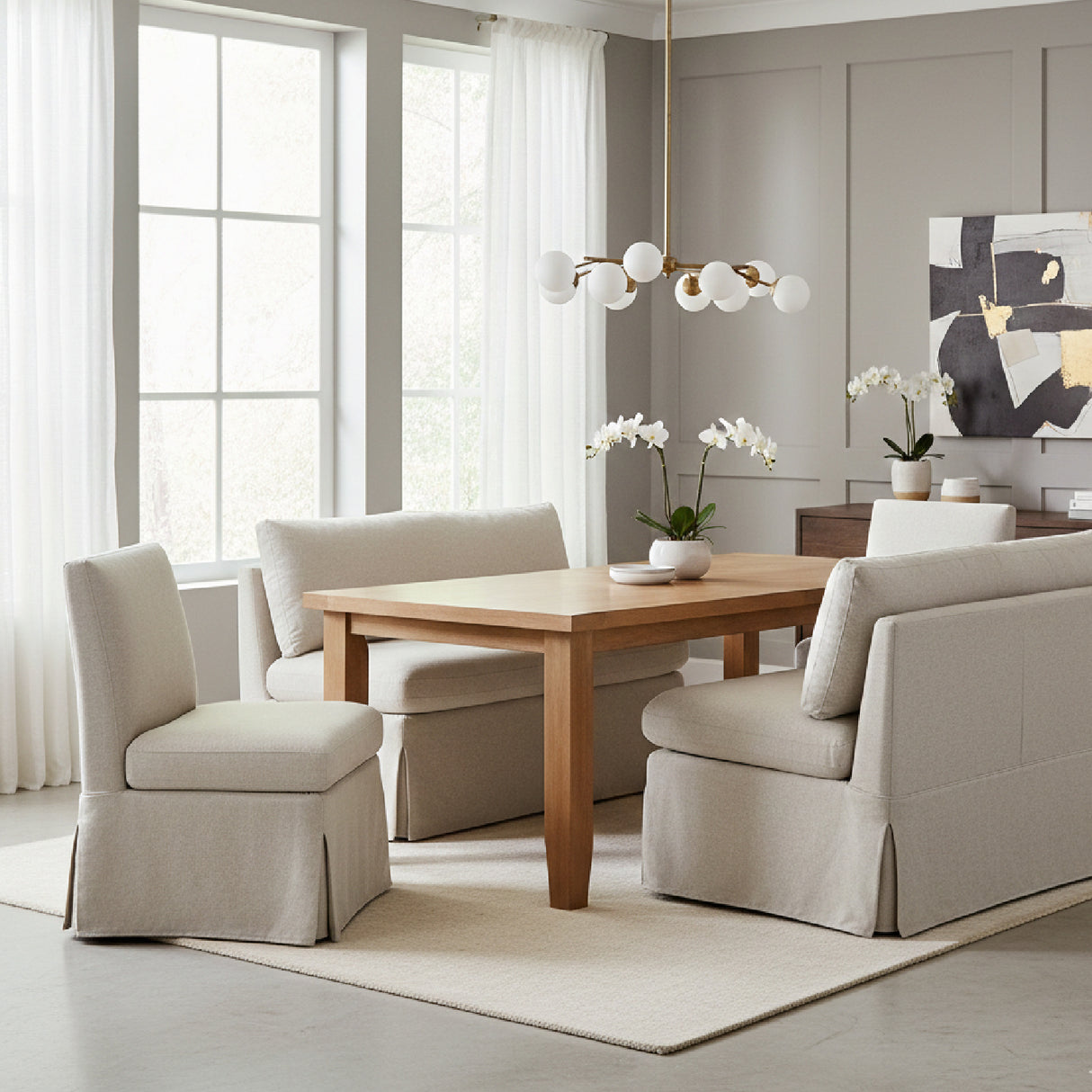  Modern European furniture - Beige Dining Chair and Half Slipcover - www.oroa.com | Oroa.com