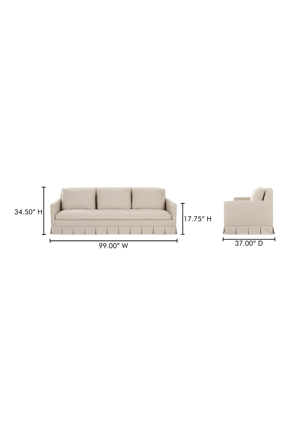   Beige Pleated Skirt Fabric Sofa | Oroa.com