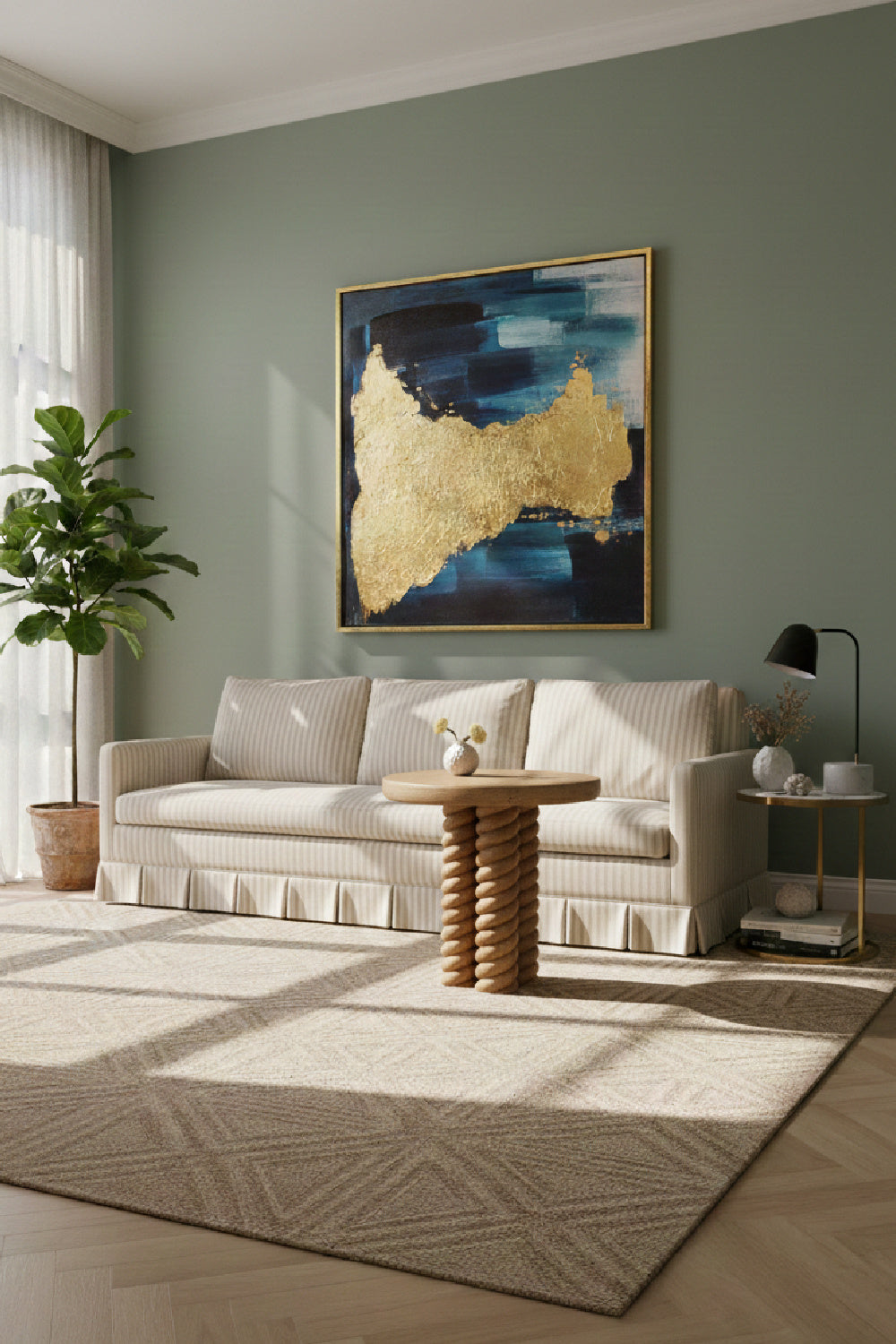   Beige Pleated Skirt Fabric Sofa | Oroa.com