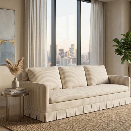   Beige Pleated Skirt Fabric Sofa | Oroa.com