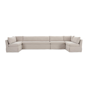   Modern European furniture - Beige U-Shaped Dining Banquette Slipcover L - www.oroa.com | Oroa.com