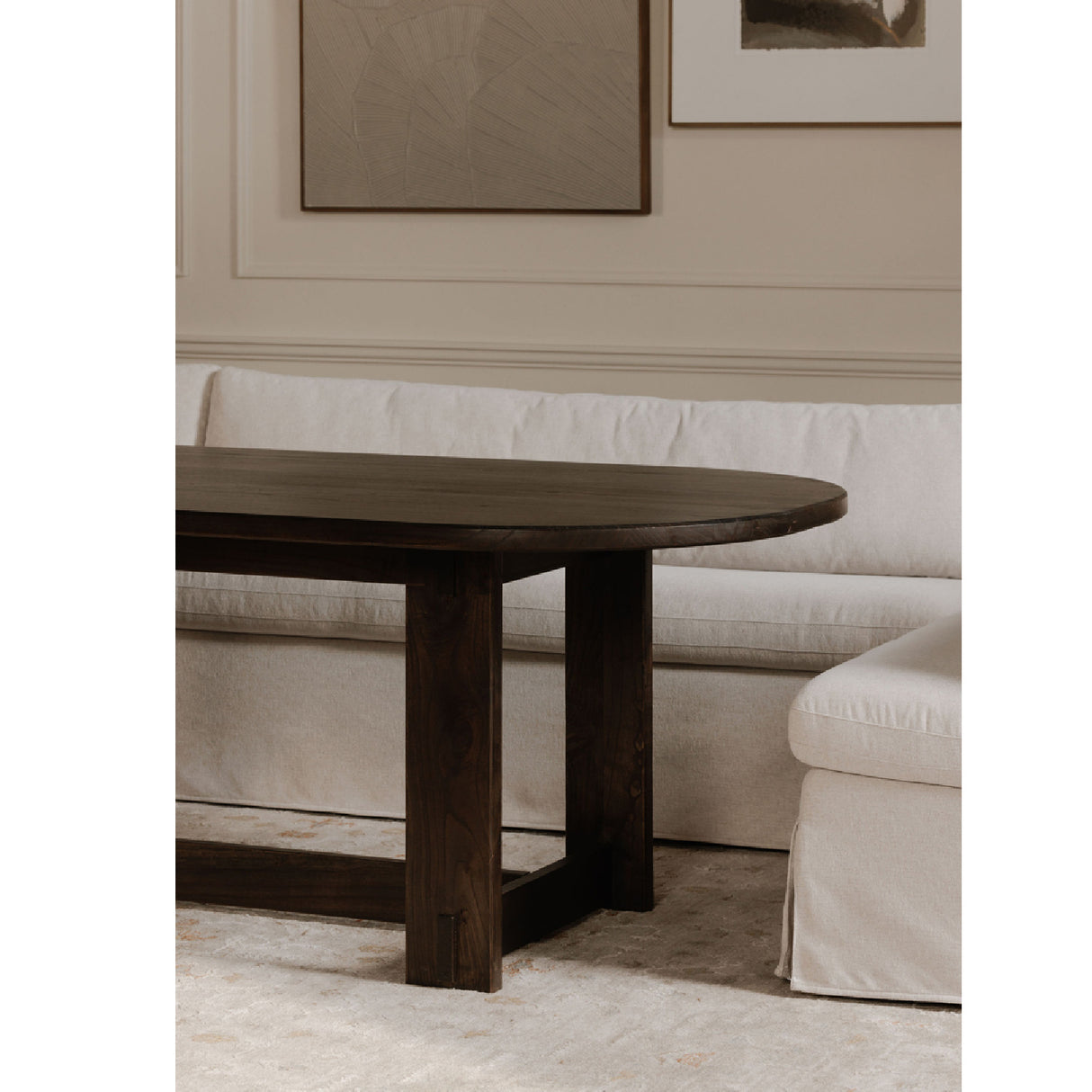   Modern European furniture - Beige L-Shaped Dining Banquette Slipcover L - www.oroa.com | Oroa.com