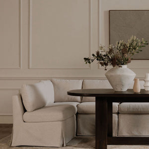   Modern European furniture - Beige L-Shaped Dining Banquette Slipcover L - www.oroa.com | Oroa.com
