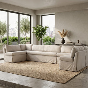  Beige U-Shaped Dining Banquette Slipcover M | Oroa.com