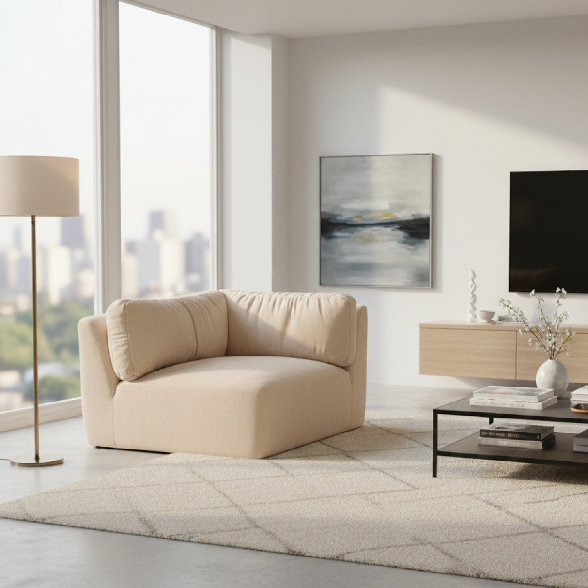   Modern European furniture - Chenille Corner Sofa - www.oroa.com | Oroa.com