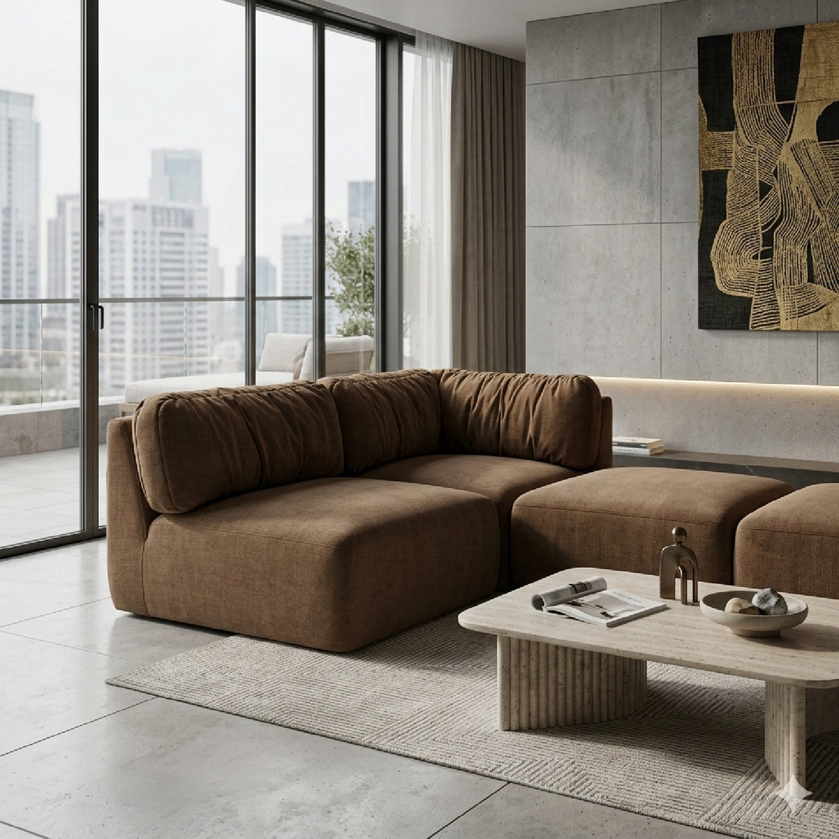   Modern European furniture - Chenille Corner Sofa - www.oroa.com | Oroa.com
