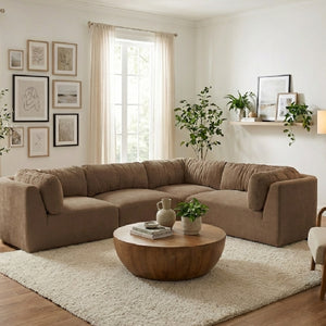  Modern European furniture - Chenille L-Shaped Modular Sofa - www.oroa.com | Oroa.com