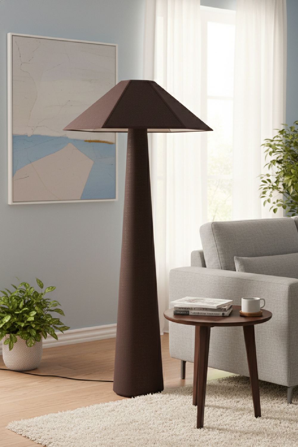   Brown Cotton Floor Lamp | Oroa.com