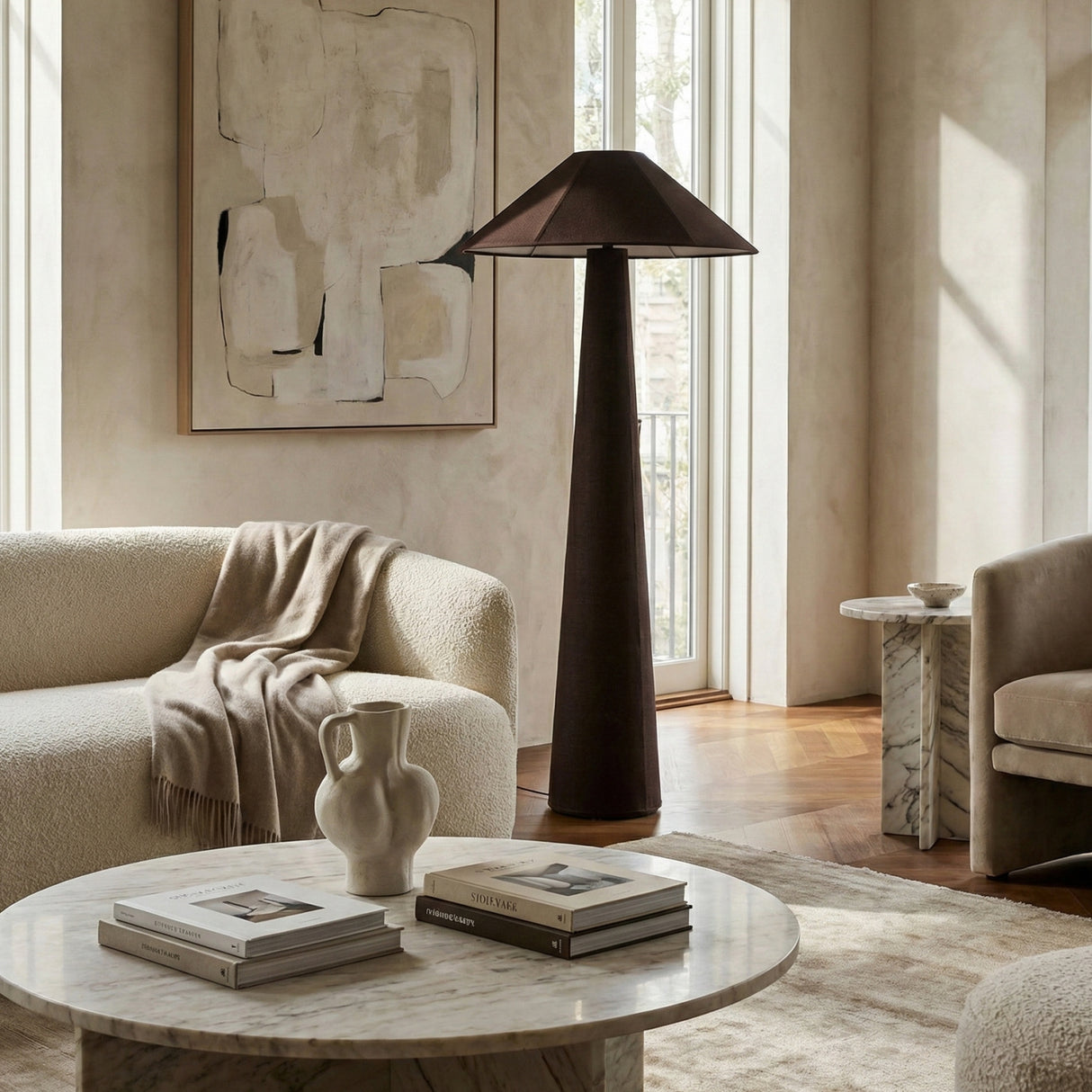   Brown Cotton Floor Lamp | Oroa.com