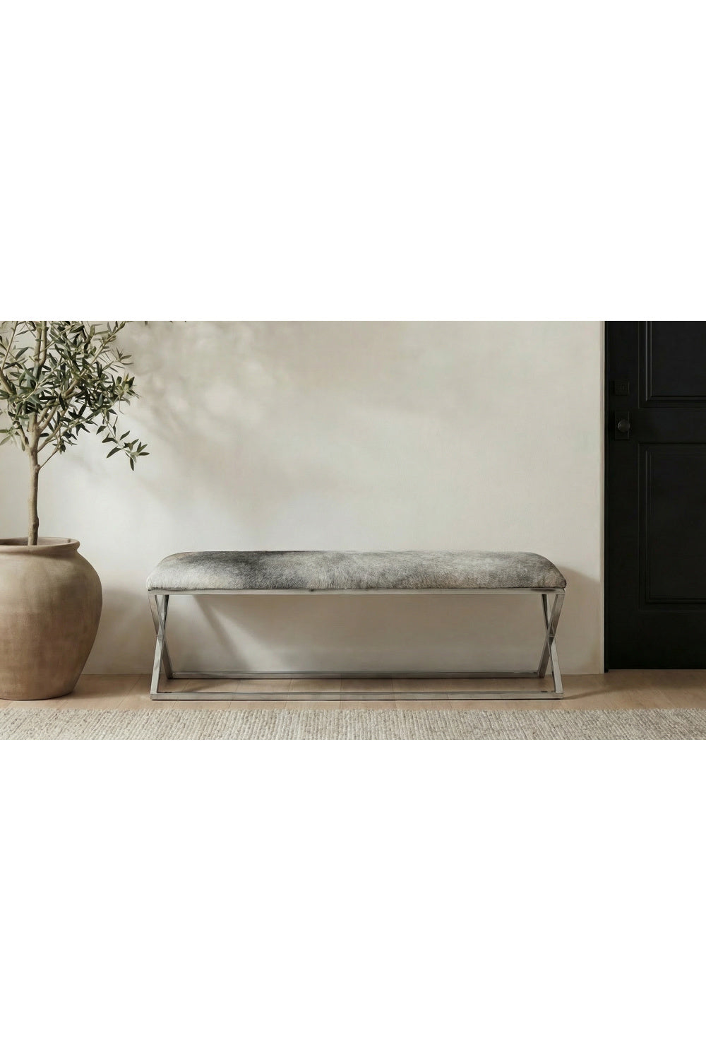   Modern European furniture - Gray Cowhide Bench - www.oroa.com | Oroa.com