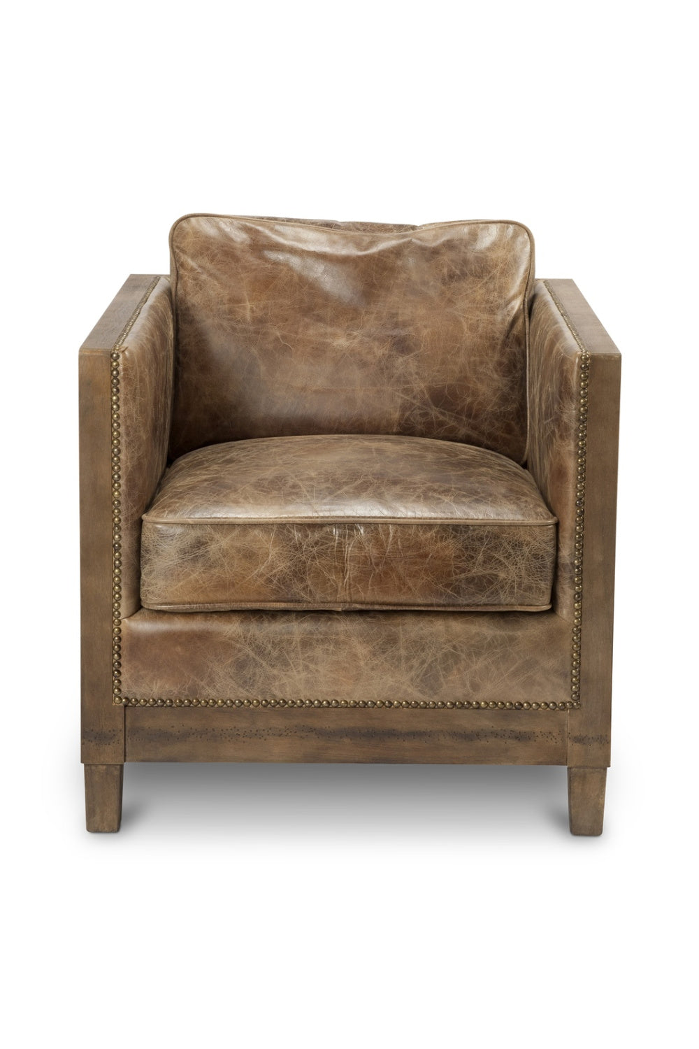   Modern European furniture - Brown Leather Studded Club Chair - www.oroa.com | Oroa.com