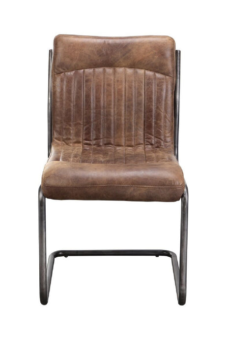   Modern European furniture - Brown Leather Dining Chair Set (2) - www.oroa.com | Oroa.com