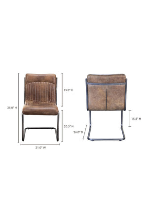   Modern European furniture - Brown Leather Dining Chair Set (2) - www.oroa.com | Oroa.com