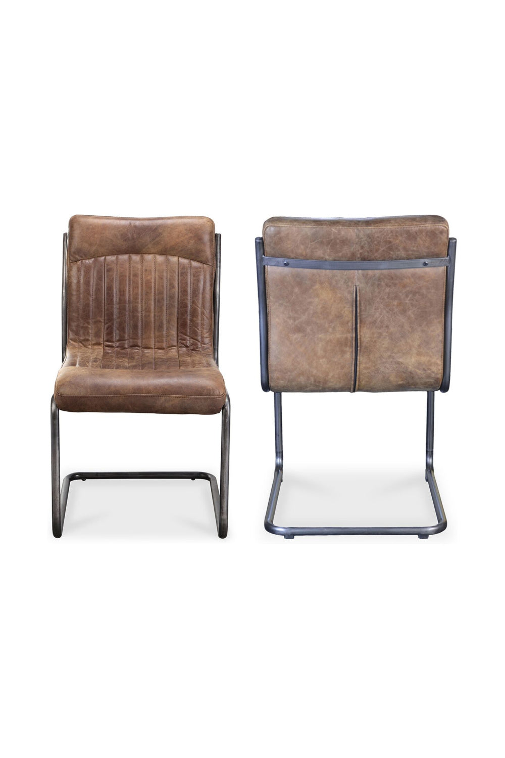   Modern European furniture - Brown Leather Dining Chair Set (2) - www.oroa.com | Oroa.com