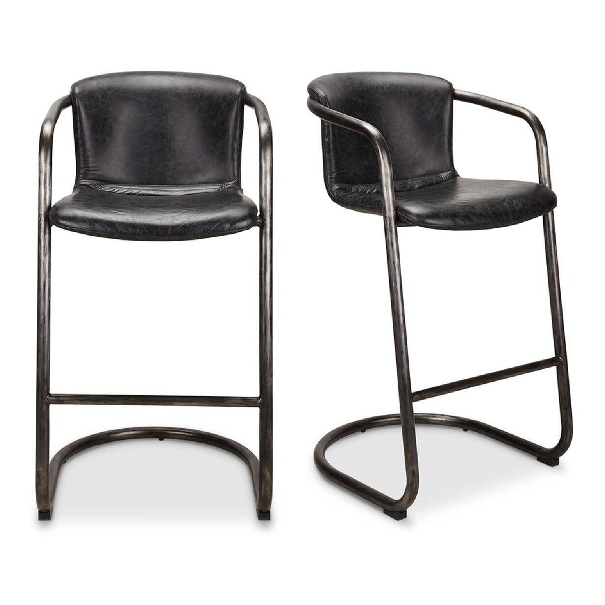   Modern European furniture - Leather Cantilevered Bar Stool Set (2)  - www.oroa.com | Oroa.com
