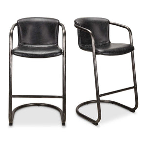  Modern European furniture - Leather Cantilevered Bar Stool Set (2)  - www.oroa.com | Oroa.com