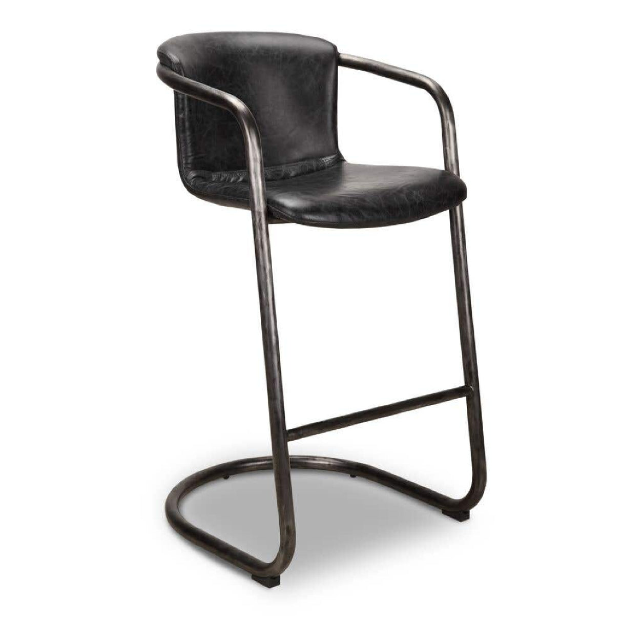   Modern European furniture - Leather Cantilevered Bar Stool Set (2)  - www.oroa.com | Oroa.com