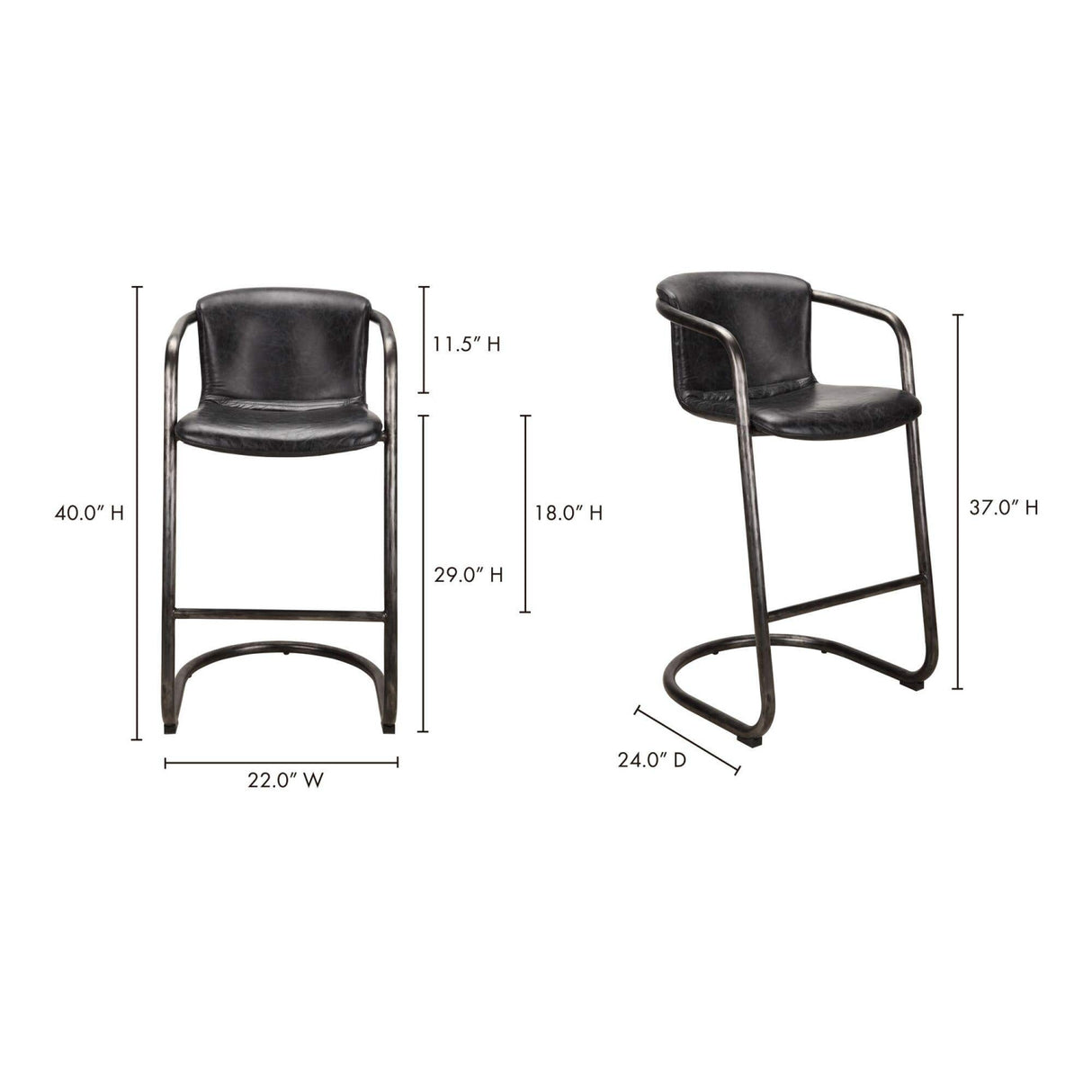   Modern European furniture - Leather Cantilevered Bar Stool Set (2)  - www.oroa.com | Oroa.com