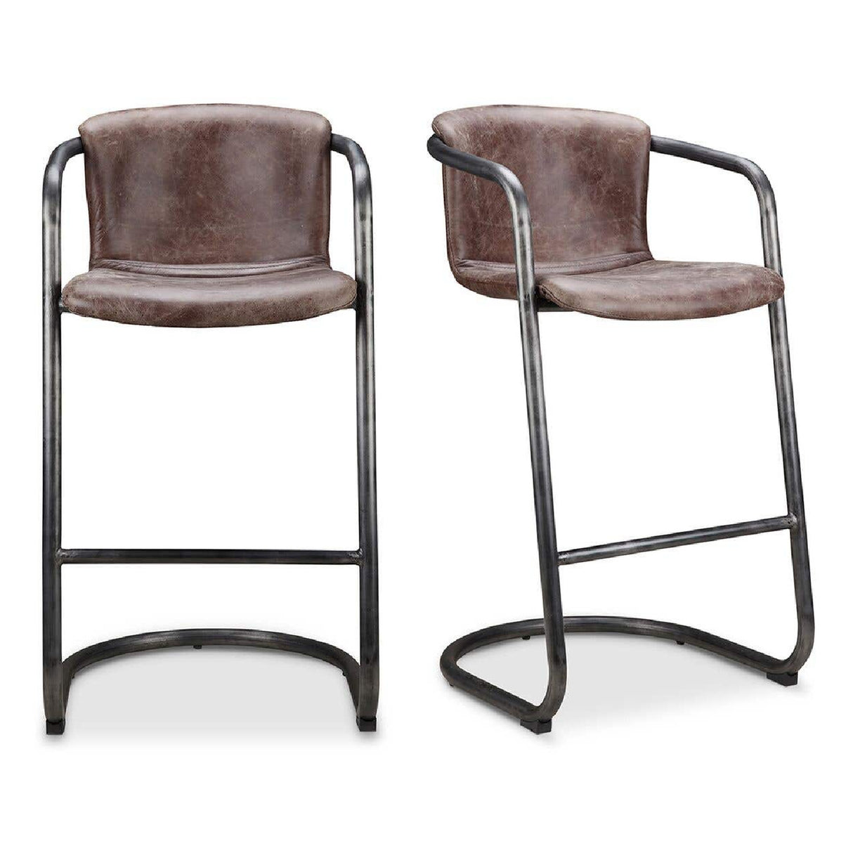   Modern European furniture - Leather Cantilevered Bar Stool Set (2)  - www.oroa.com | Oroa.com