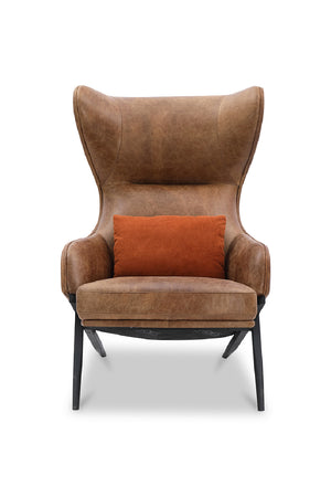   Modern European furniture - Brown Leather Wingback Accent Chair - www.oroa.com | Oroa.com