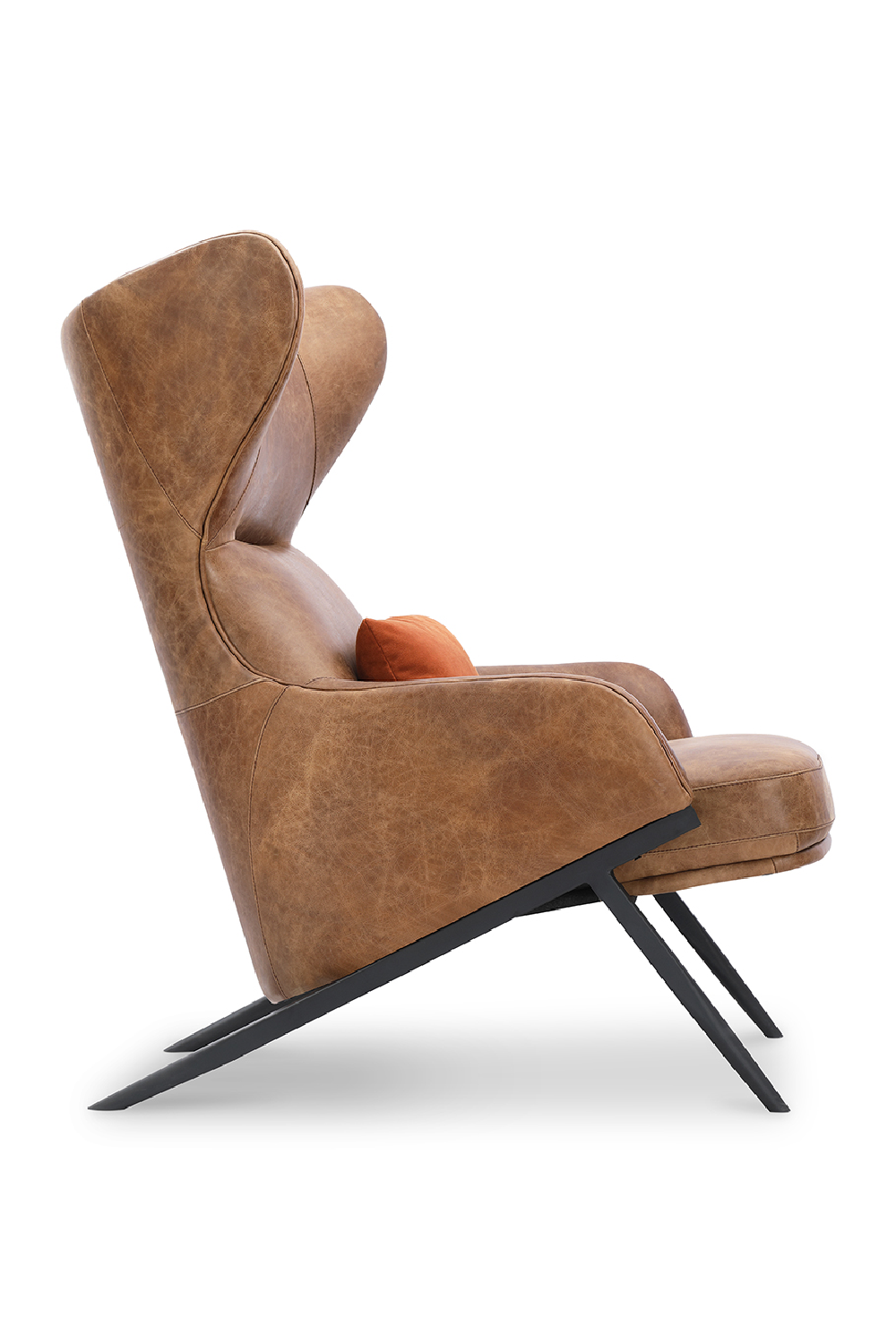   Modern European furniture - Brown Leather Wingback Accent Chair - www.oroa.com | Oroa.com