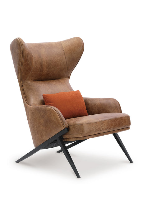   Modern European furniture - Brown Leather Wingback Accent Chair - www.oroa.com | Oroa.com