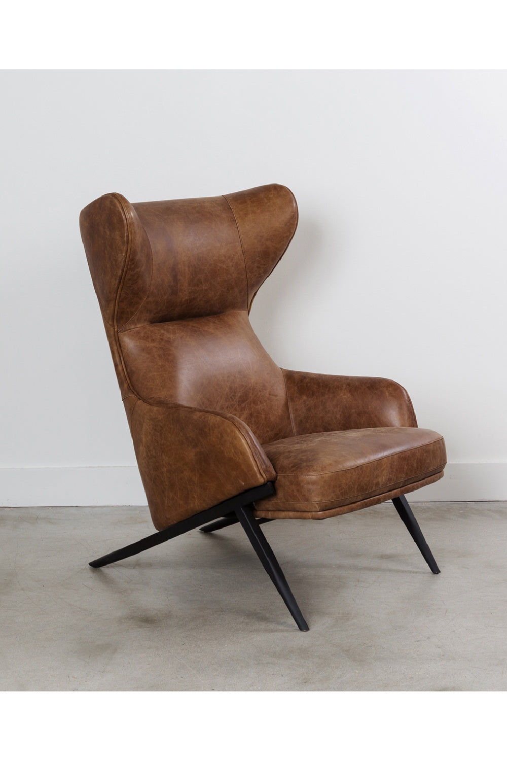   Modern European furniture - Brown Leather Wingback Accent Chair - www.oroa.com | Oroa.com