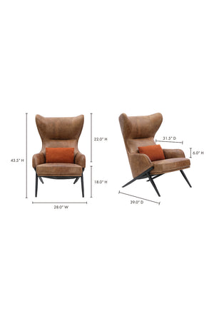   Modern European furniture - Brown Leather Wingback Accent Chair - www.oroa.com | Oroa.com