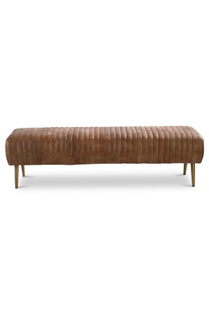   Modern European furniture - Ribbed Brown Leather Bench - www.oroa.com | Oroa.com