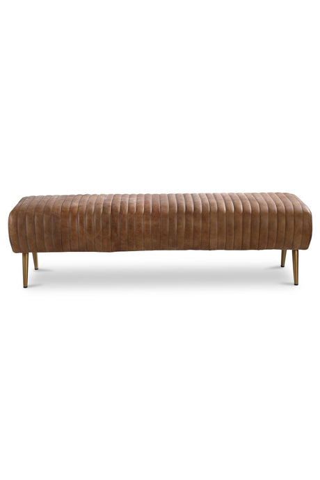   Modern European furniture - Ribbed Brown Leather Bench - www.oroa.com | Oroa.com